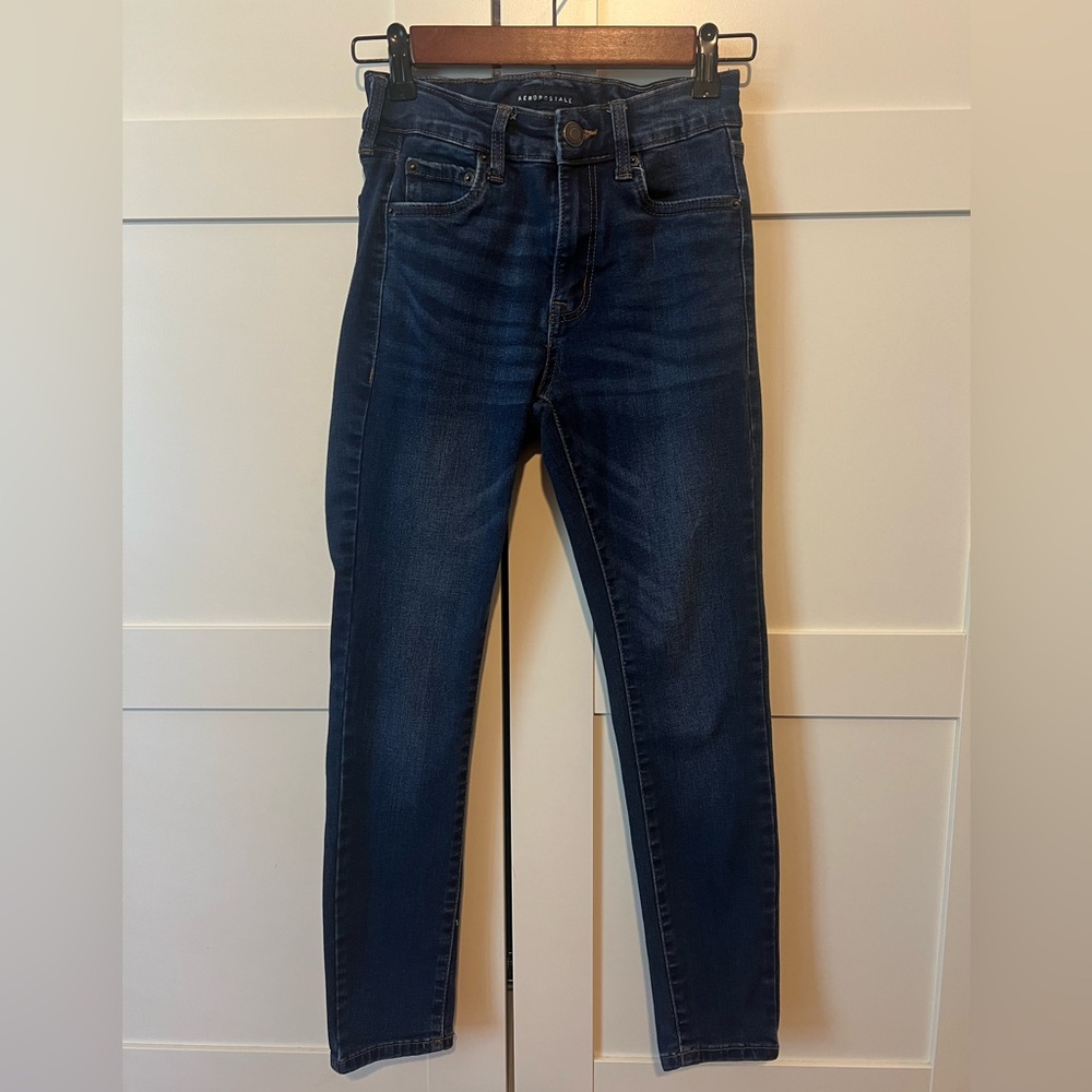 Aeropostale Dark Blue High Rise Jeans/Jeggings (0 Short)